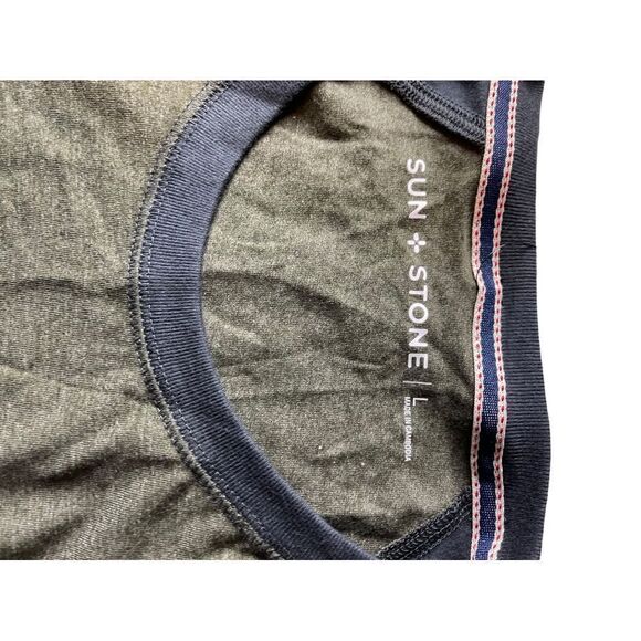 NWT  Olive color Sun + Stone Men’s Raglan T-Shirt size L - Picture 6 of 6